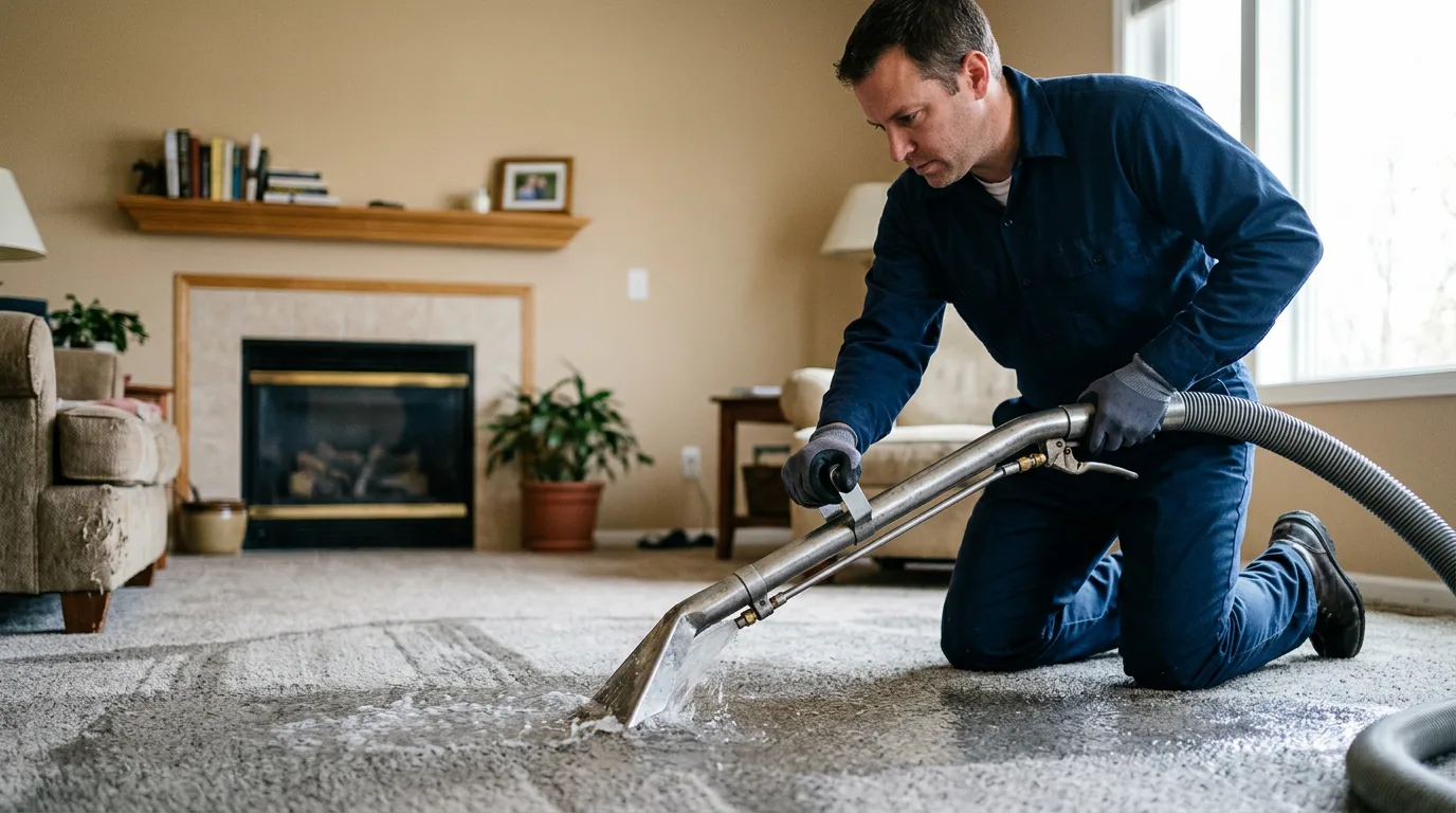 Water damage restoration technician working near Franklin, IN